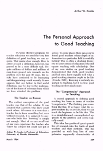 The Personal Approach to Good Teaching