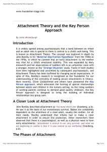 Attachment Theory and the Key Person Approach