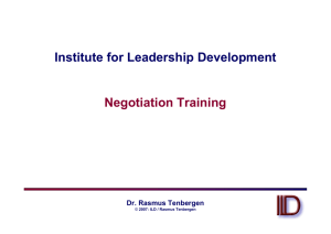 Institute for Leadership Development Negotiation Training