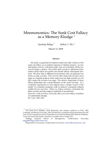 Mnemonomics: The Sunk Cost Fallacy as a Memory Kludge