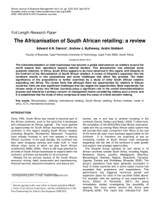 The Africanisation of South African retailing: a review