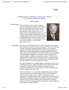 CSISS Classics - G. William Skinner: Marketing in Rural