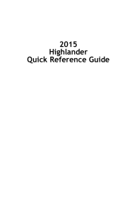 2015 Highlander Quick Reference Guide