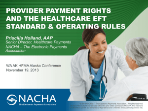 PROVIDER PAYMENT RIGHTS AND THE HEALTHCARE EFT