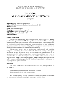 ba-3504 management science - METU | Department Of Business
