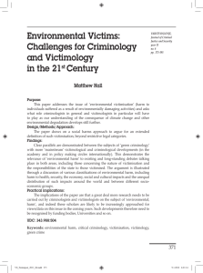 Environmental Victims: Challenges for Criminology and