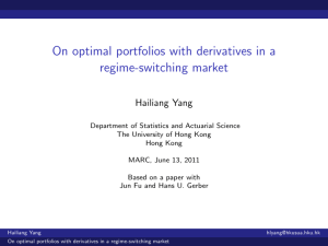 On optimal portfolios with derivatives in a regime