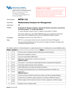 MTH 131 Mathematical Analysis for Management