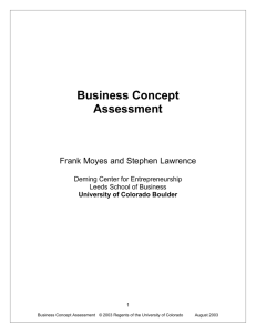 Business Concept Assessment - University of Colorado Boulder