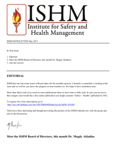 EDITORIAL Meet the ISHM Board of Directors, this month Dr. Magdy