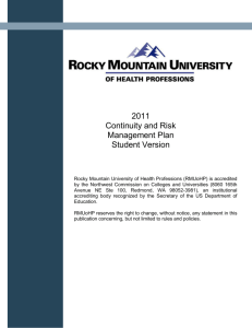 2011 Continuity and Risk Management Plan Student Version