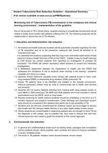 Student Tuberculosis Risk Reduction Guideline – Operational