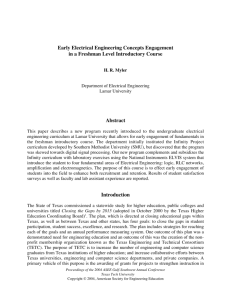 Early Electrical Engineering Concepts Engagement in a Freshman
