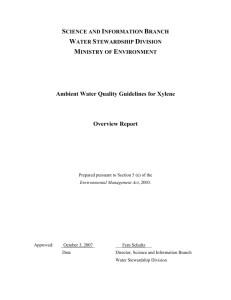 Ambient Water Quality Guidelines for Xylene Overview Report