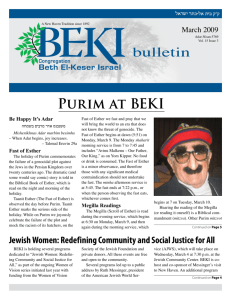 March 2009 - Congregation Beth El–Keser Israel