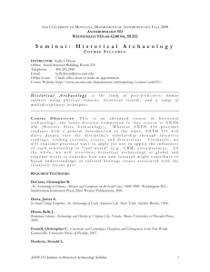 Seminar: Historical Archaeology - Society for Historical Archaeology
