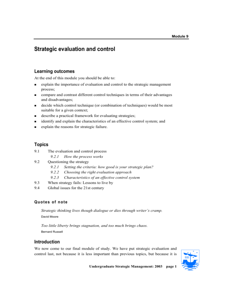 Strategic Evaluation And Control