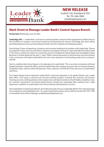 NEW RELEASE Mark Orent to Manage Leader Bank's Central