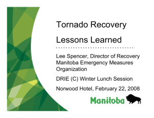 Tornado Recovery Lessons Learned