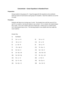 Concentrate – Linear Equations in Standard Form