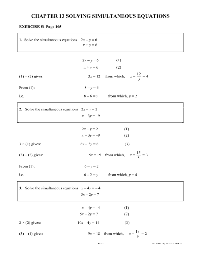 Chapter 13 Solving Simultaneous Equations