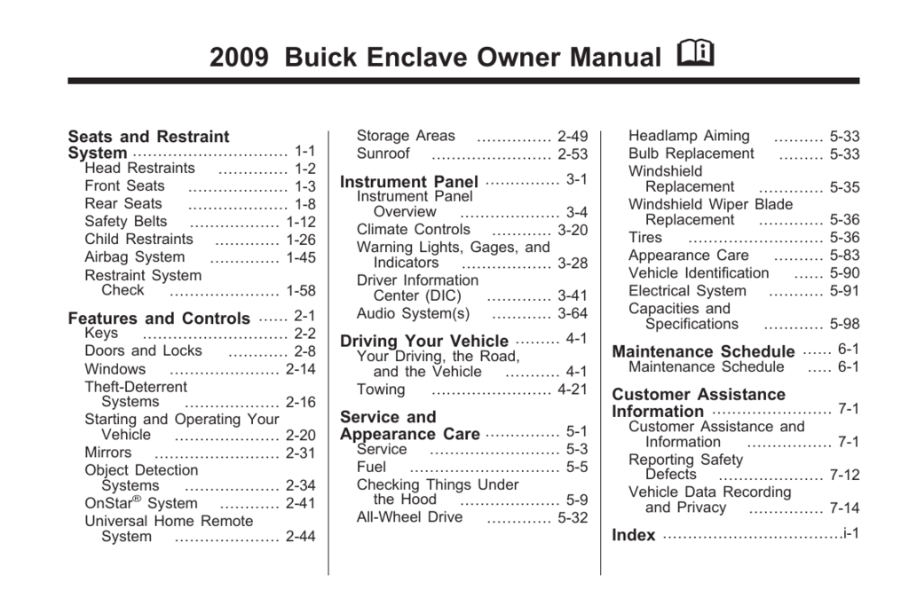 2009 buick enclave manual