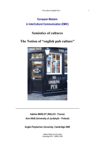 Semiotics of cultures. The notion of "english pub culture"
