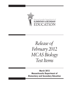2012 Biology MCAS Test Questions - Massachusetts Department of