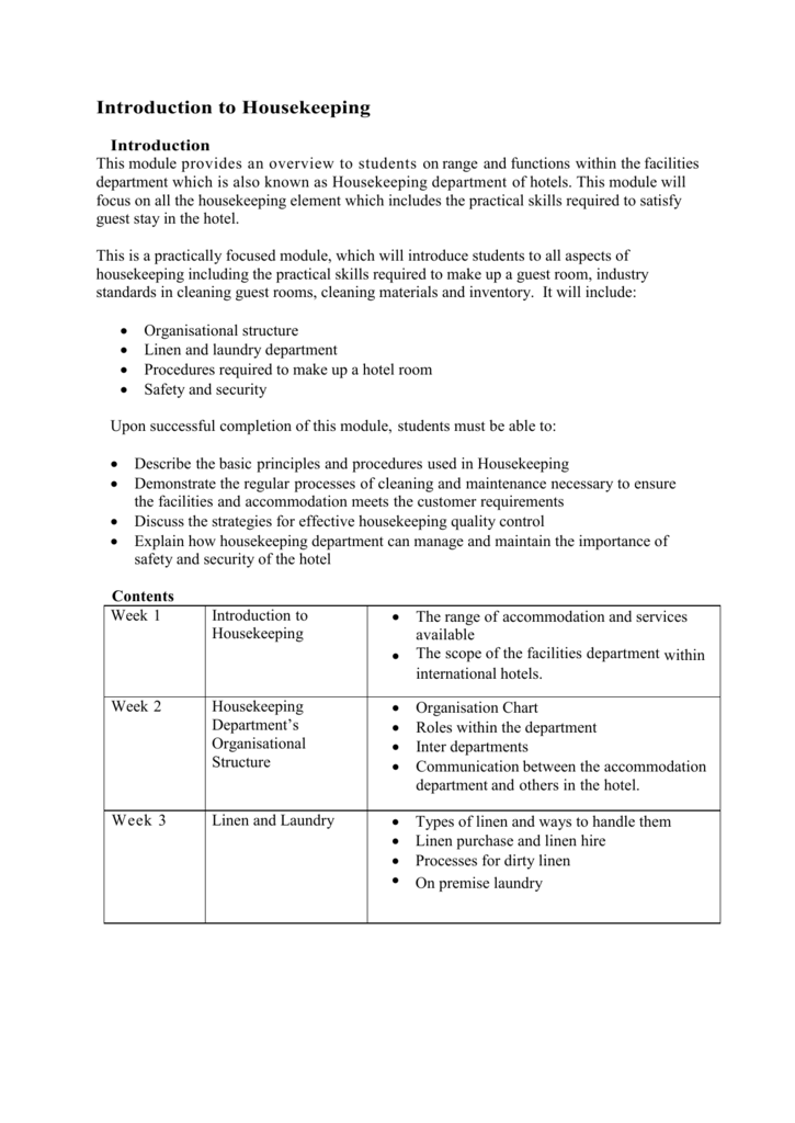 Organizational Chart Hotel Housekeeping Department