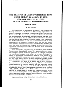 The Transfer of Arctic Territories from Great Britain to Canada in 1880