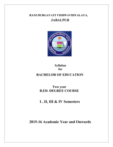 Syllabus For B.Ed. I,II,III & IV Semesters 2015