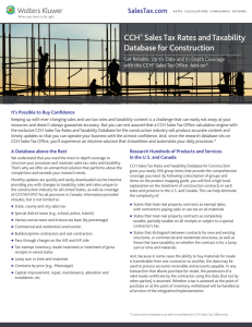 CCH® Sales Tax Rates and Taxability Database for Construction