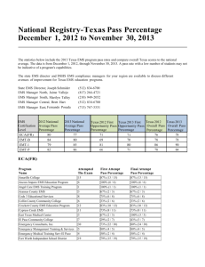 National Registry-Texas Pass Percentage December 1, 2012 to