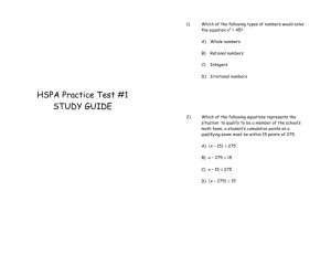 HSPA Practice Test #1 STUDY GUIDE