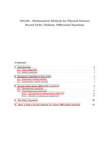 MA156 - Mathematical Methods for Physical Sciences Second Order