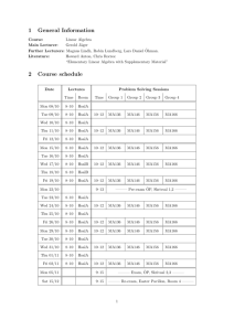 1 General Information 2 Course schedule