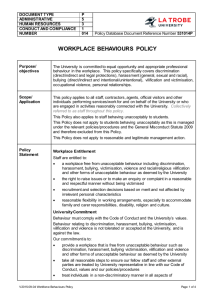 Workplace Behaviours Policy