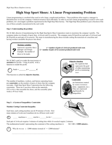 High Step Sport Shoes - High School Operation Research