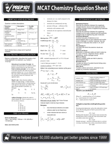 MCAT Chemistry Equation Sheet