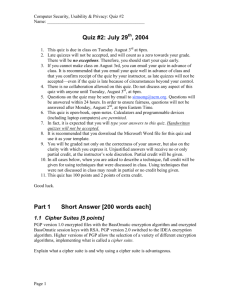 Quiz #2: July 29th, 2004 Part 1 Short Answer [200 words each]