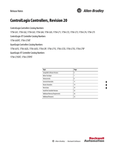 ControlLogix Controllers, Revision 20 Release Notes