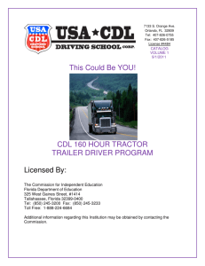 CDL 160 HOUR TRACTOR TRAILER DRIVER PROGRAM Licensed