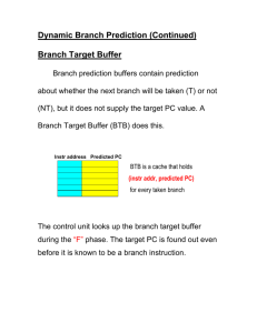 Dynamic Branch Prediction (Continued) Branch Target Buffer
