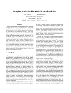 Compiler Synthesized Dynamic Branch Prediction