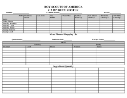 Troop 226 Wildcat Patrol Camping Duty Roster