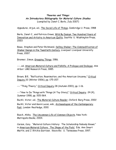 An Introductory Bibliography for Material Culture Studies