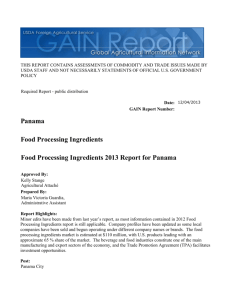 Food Processing Ingredients 2013 Report for Panama Food