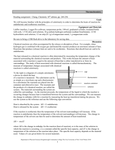 cap Thermochemistry Reading assignment: Chang, Chemistry 10th