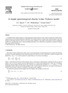 A simple spatiotemporal chaotic Lotka–Volterra model