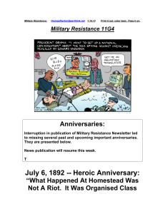 Military Resistance 11G4 Anniversaries
